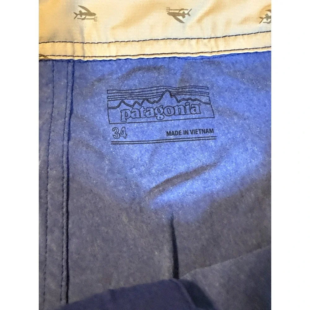 Patagonia Stretch Wavefarer Board Shorts Mens 34 Blue Beach Fish Water sports
